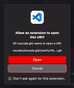 **Pop-up Message on VSCode**