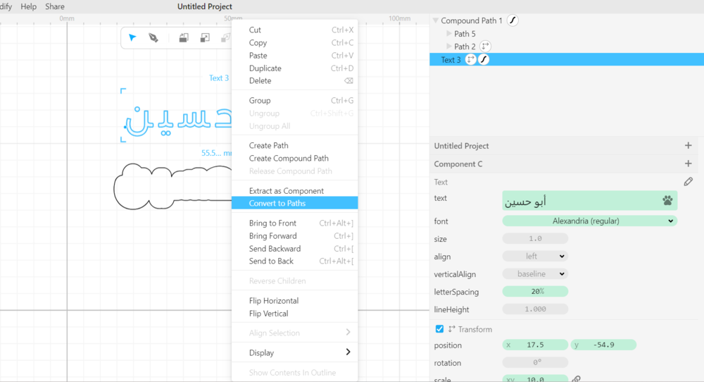 Turn text to paths