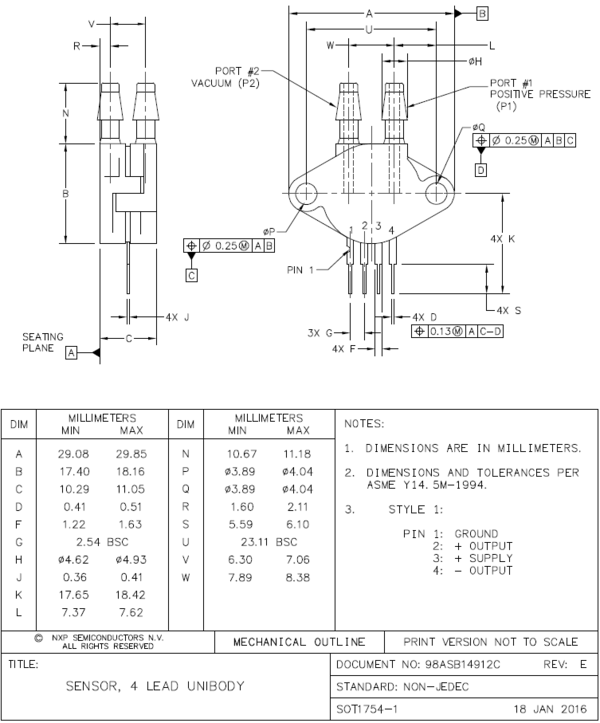 MPX10DP Dimensions