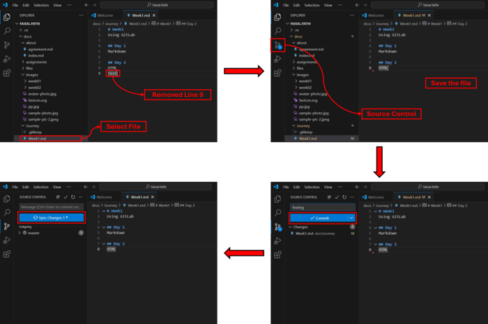 Editing a file on Microsoft Visual Studios Code