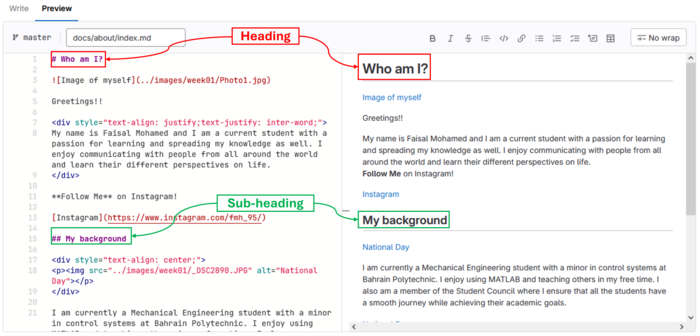 Headings and Subheadings